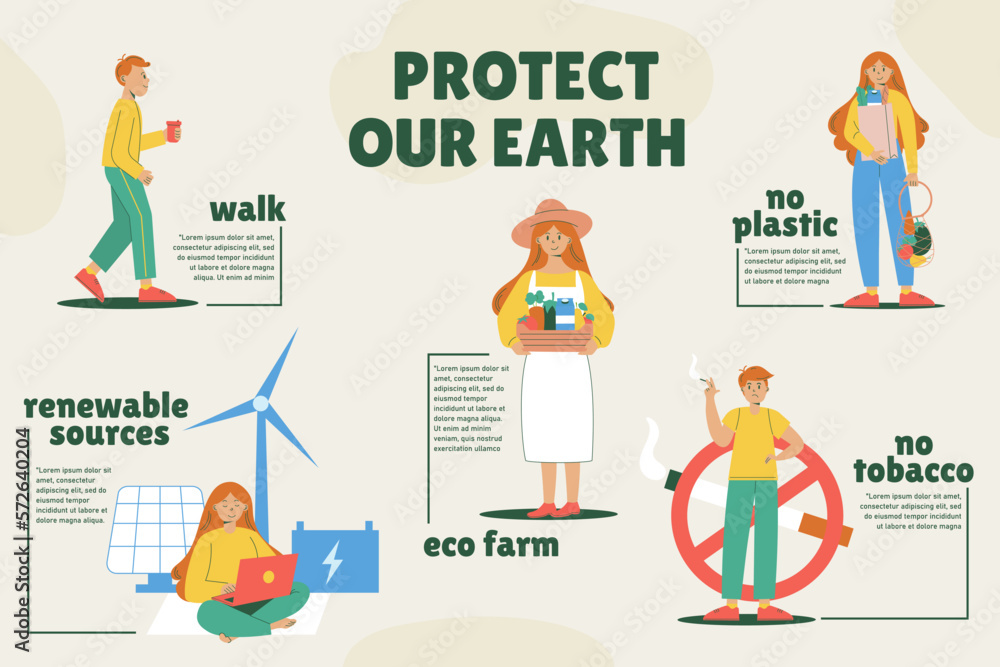 Infographic to save our planet. Ecology. World Health Day