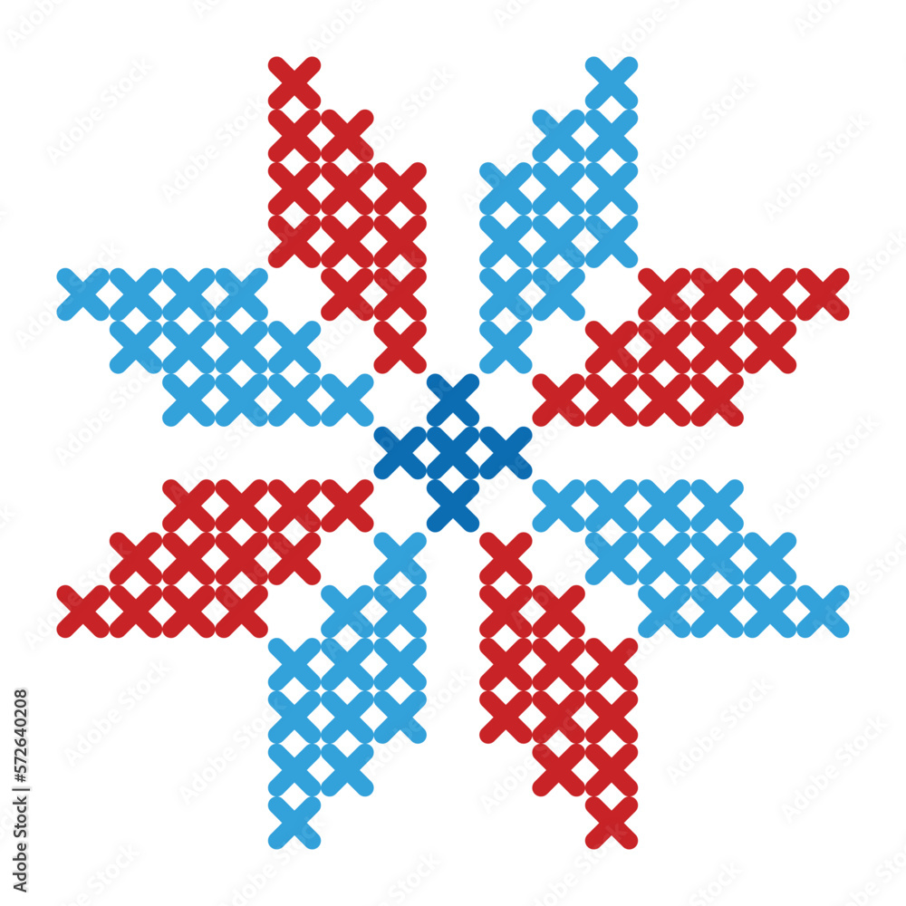 Obraz premium Folk pattern cross stitch snowflake or flower