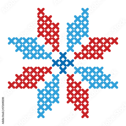 Folk pattern cross stitch snowflake or flower