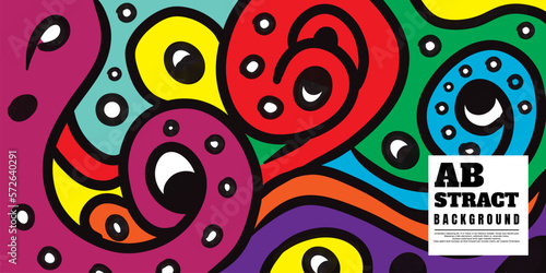 doodle illustration background with full color, and cheerful and cute.