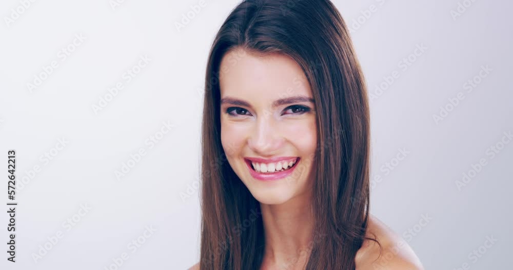 Beauty, smile and wink with face of woman and mockup for salon, hair style and flirting. Self care, smile and skincare with portrait of girl model for wellness, shampoo and keratin treatment Beauty, smile and wink with face of woman and mockup for salon, hair style and flirting. Self care, smile and skincare with portrait of girl model for wellness, shampoo and keratin treatment