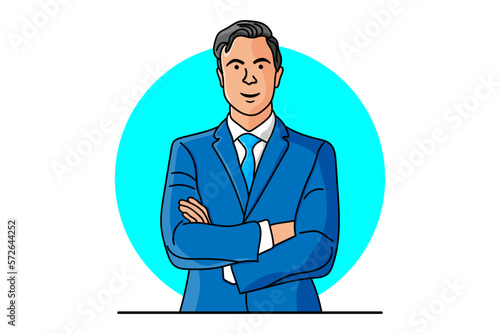 Illustration of a business man modern cartoon vector flat character white background