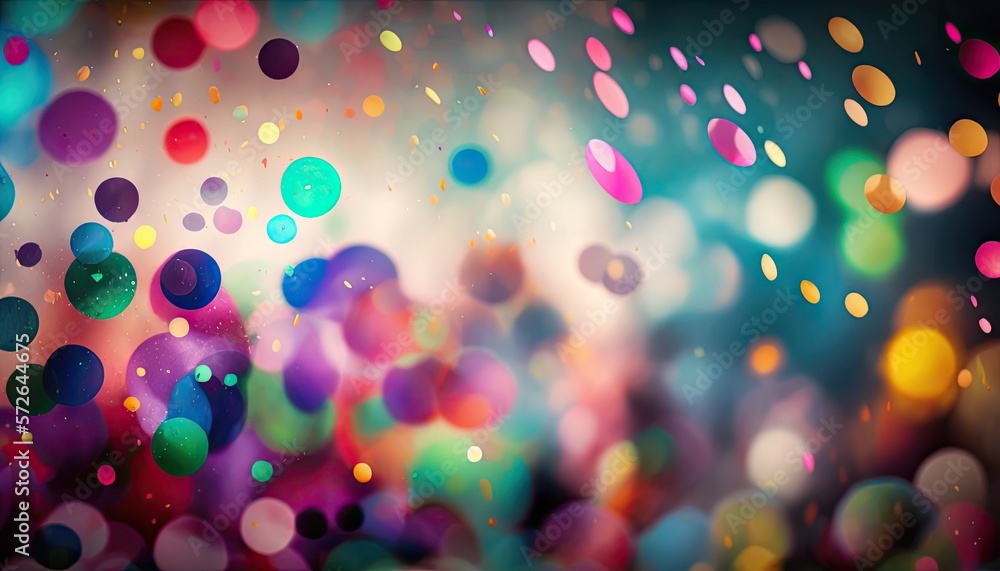 Naklejka premium Colorful confetti in front of colorful background with bokeh for carnival generative ai