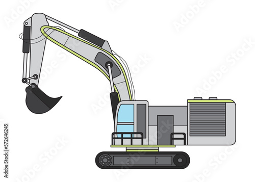 Vector illustration color children construction medium size excavator crawler construction machine clipart