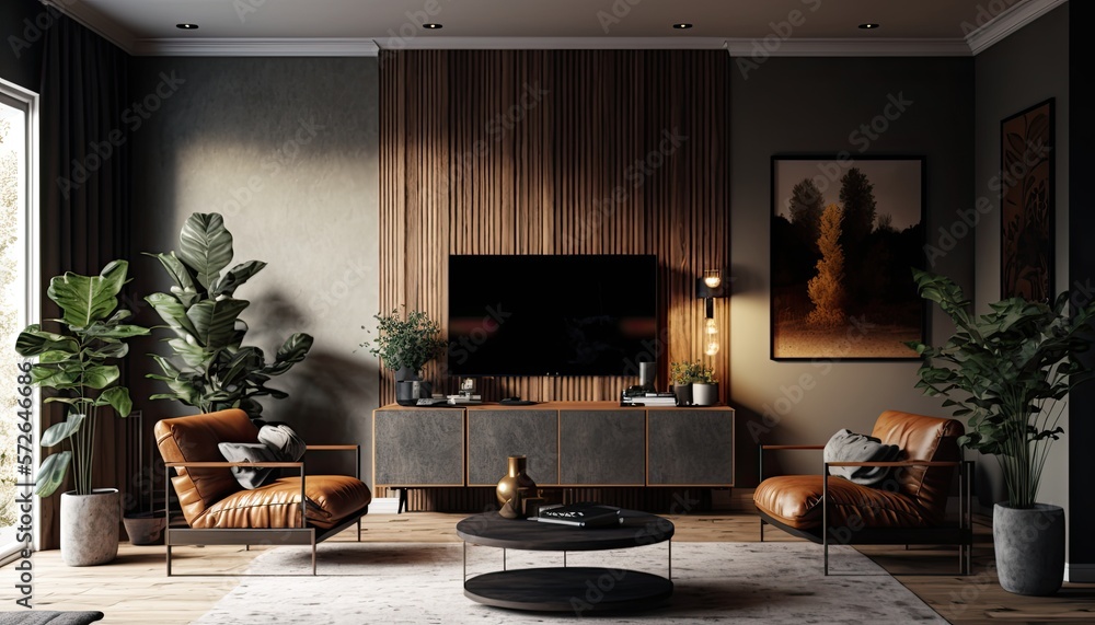 living room, Contemporary style generative ai living room, Contemporary style generative ai