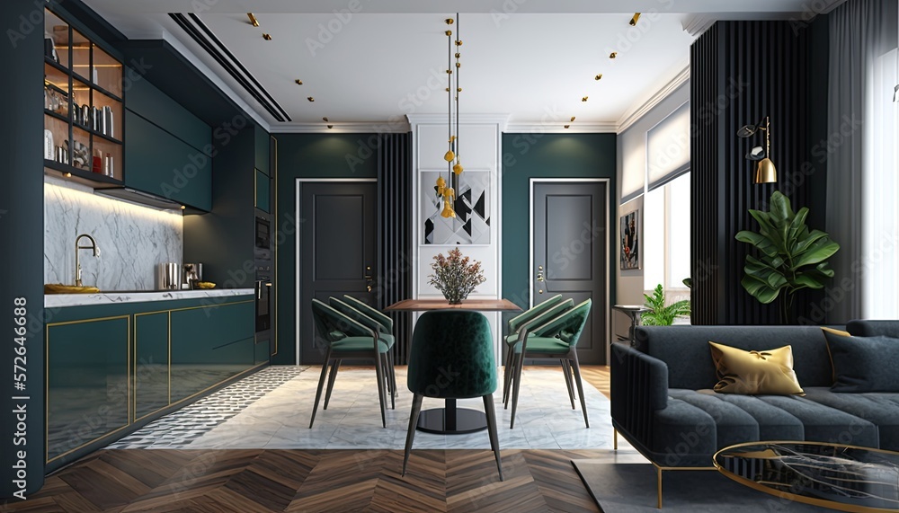 Fototapeta premium Luxurious apartment background with contemporary design generative ai