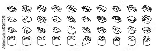 Set of sushi outline icons  photo
