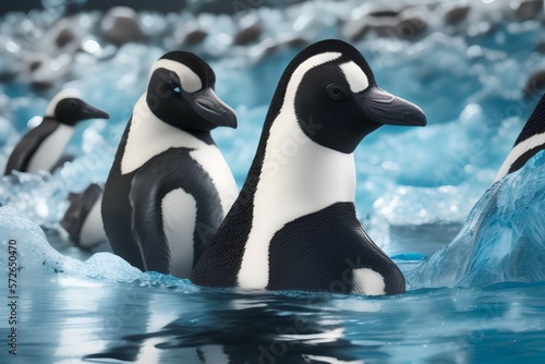 two penguins on a rock-Generate AI