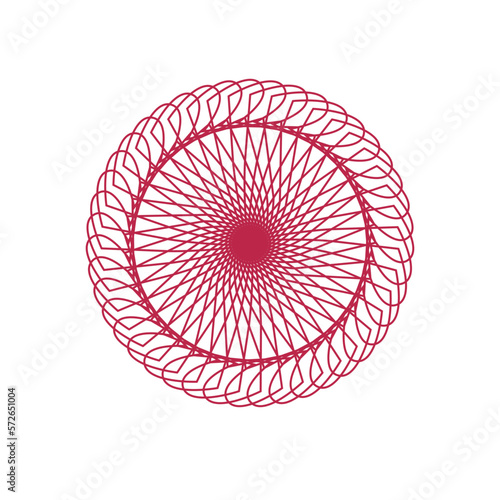 Icon in the form of a circular abstraction in the color viva magenta