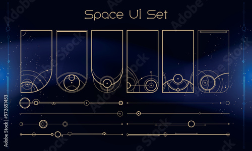 Set of Tribal User Interface Elements. Space ethnic HUD. Good for game UI. Vector Illustration EPS10