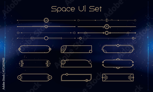 Set of Tribal User Interface Elements. Space ethnic HUD. Good for game UI. Vector Illustration EPS10