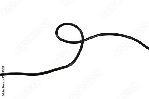 black wire cable of usb and adapter isolated on white background.