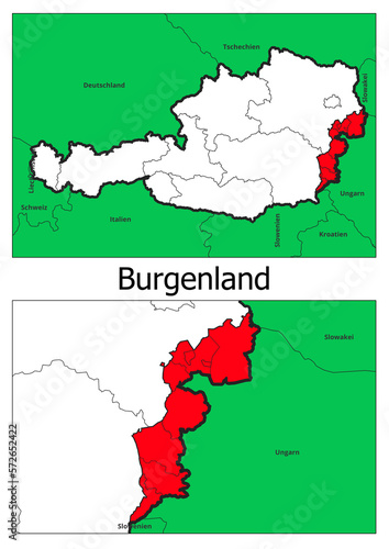 Österreich Landkarte mit dem Bundesland Burgenland detaillierte Karte
