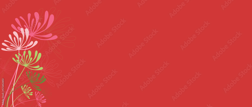 Obraz premium Flowers background vector. Red Vector background for banner, poster, Web and packaging.