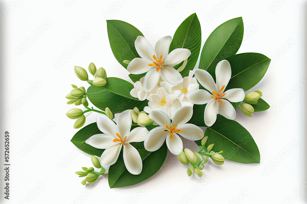 Fototapeta premium Jasmine Flowers, Illustration, Generative AI