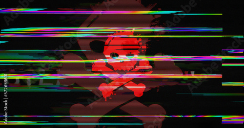 System hacked modern glitch concept 3d illustration