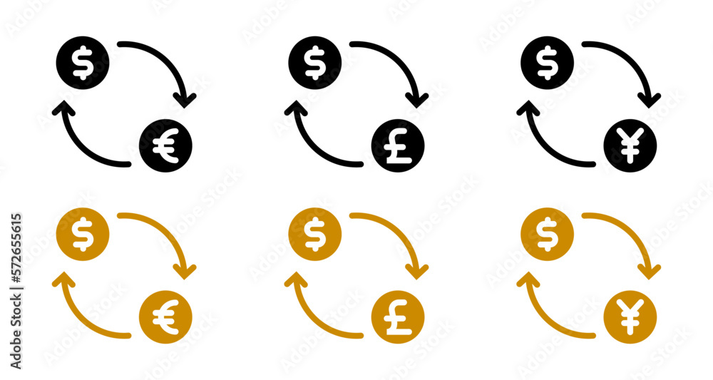 Fototapeta premium Flat icon currency changer, dollar, euro, pound, yen. vector illustration