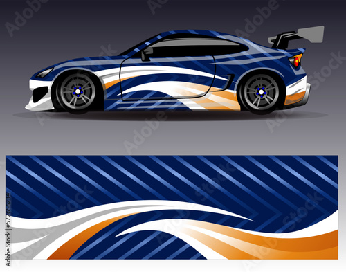 Car wrap design vector. Graphic abstract stripe racing background kit designs for wrap vehicle  race car  rally  adventure and livery