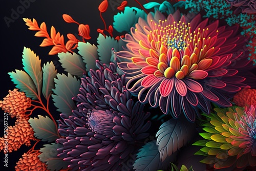 Colorful Flowers Background Generative AI