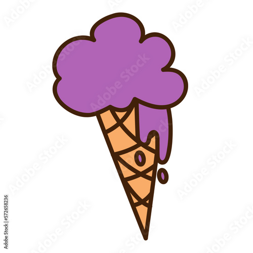 Cute doodle ice cream3 from the collection of girly stickers. Cartoon color vector illustration. photo