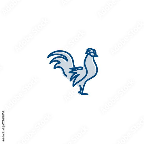 Rooster outline logo, simple vector illustration of a rooster or cock. Elegant one line chinese rooster for children or business usage. Outlined wildlife or zoo.