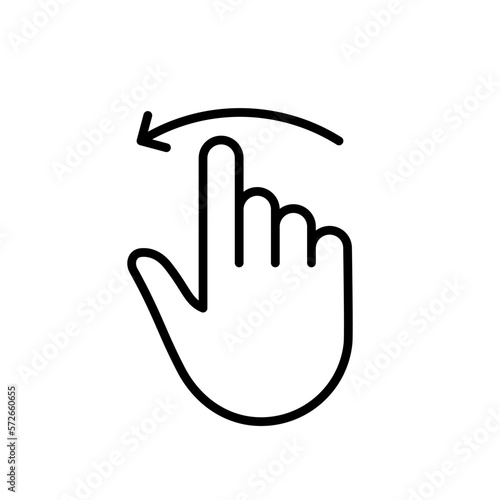 Hand Finger Swipe and Drag Left Line Icon. Pinch Screen, Rotate on Screen Linear Pictogram. Gesture Slide Left Outline Icon. Editable Stroke. Isolated Vector Illustration