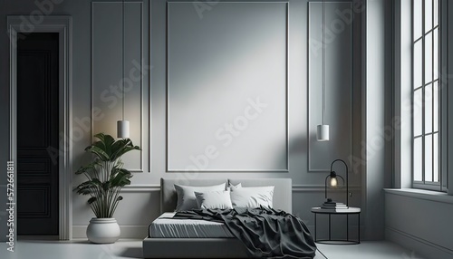 Modern room interior background  room mock up in modern style  empty wall mockup  generative  AI