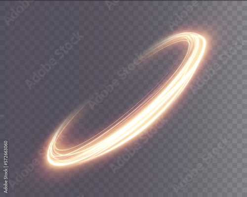 Light golden Twirl png. Curve light effect of golden line. Luminous golden circle. Element for your design, advertising, postcards, invitations, screensavers, websites, games.