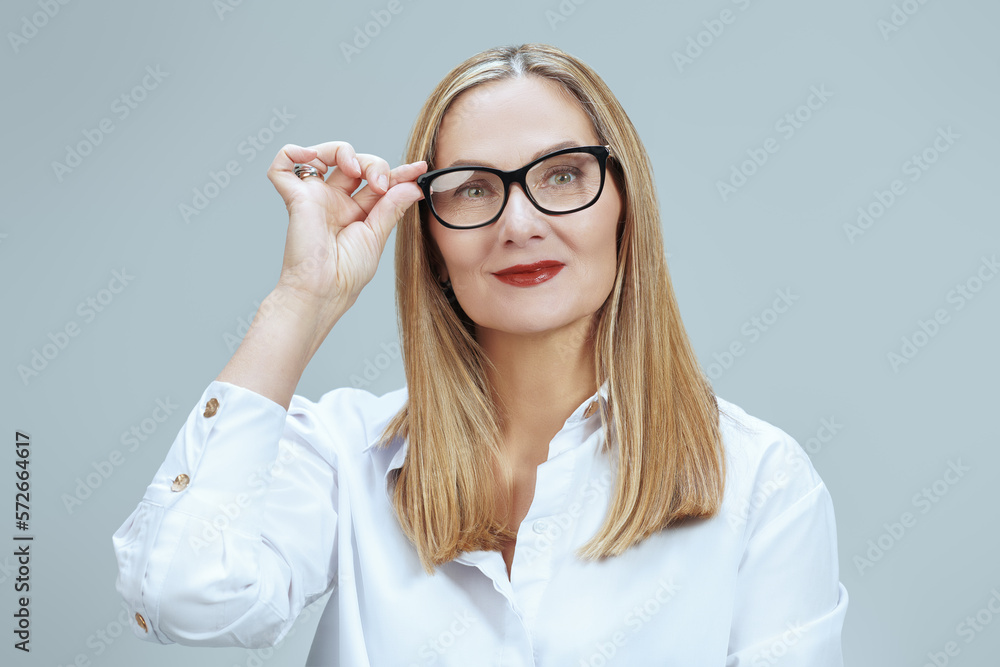 confident lady in glasses