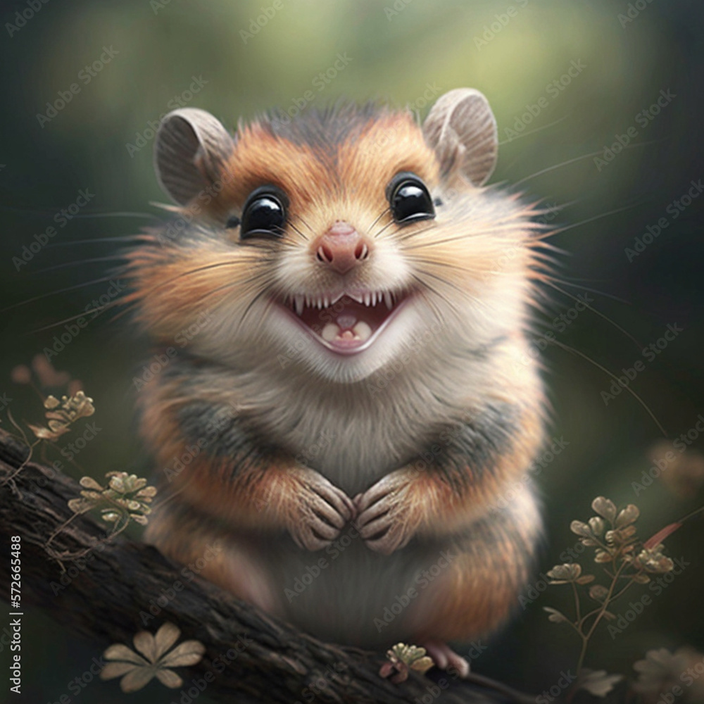 Fototapeta premium squirrel smiles on a tree