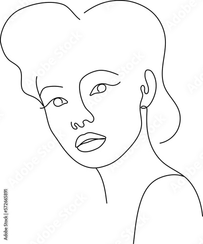 Modern line art abstract female vector portrait