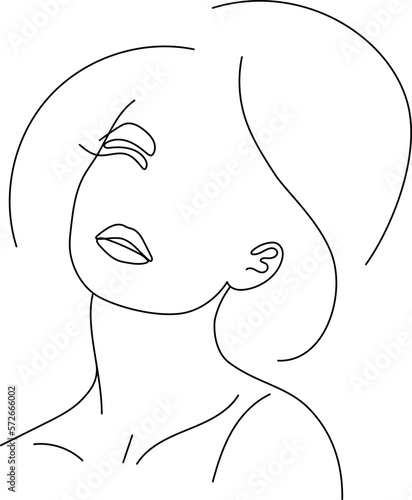 Beautiful woman line art vector portrait