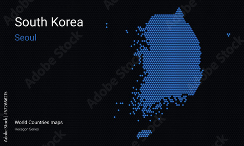 Creative map of South Korea. Political map. Seoul. Capital. World Countries vector maps series. Hexagon