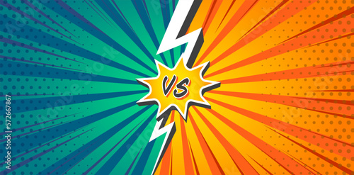 Versus Comparison Retro Green Orange Vector Background