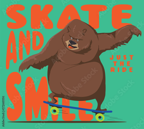 vector skate bear cartoon illustration for kids t shirts print  design