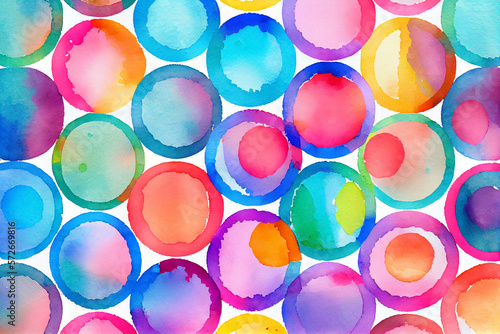 Watercolor pattern with overlapping colorful dots.