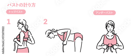 バストを計っている女性のセット
