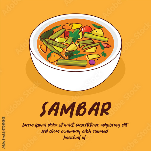 Hand drawn indian cuisine sambar illustration