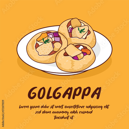 Hand drawn indian cuisine golgappa illustration