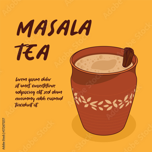 Hand drawn indian cuisine masala tea illustration