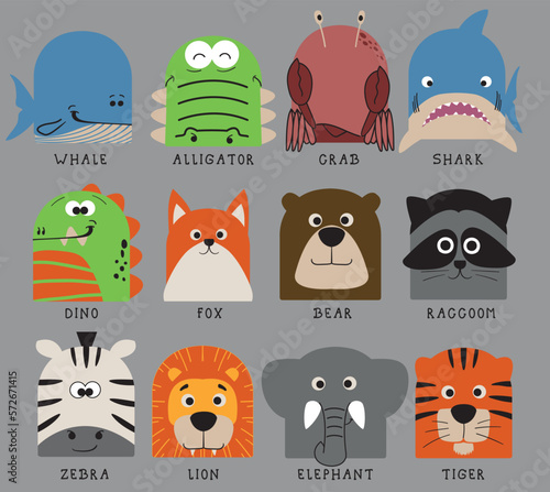 cute animal characters vector drawing
