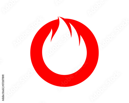O Letter with fire silhouette inside