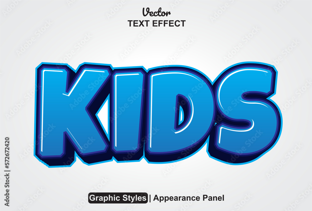 kids text effect with graphic style and editable.