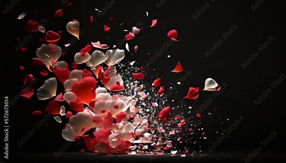 heart-shaped-romantic-petals-from-roses-in-pink-red-beige-white-and