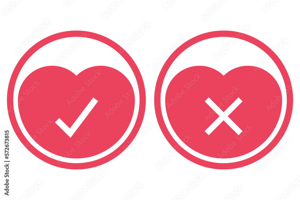 Check And Cross Heart Circles Check And Cross Heart Circles