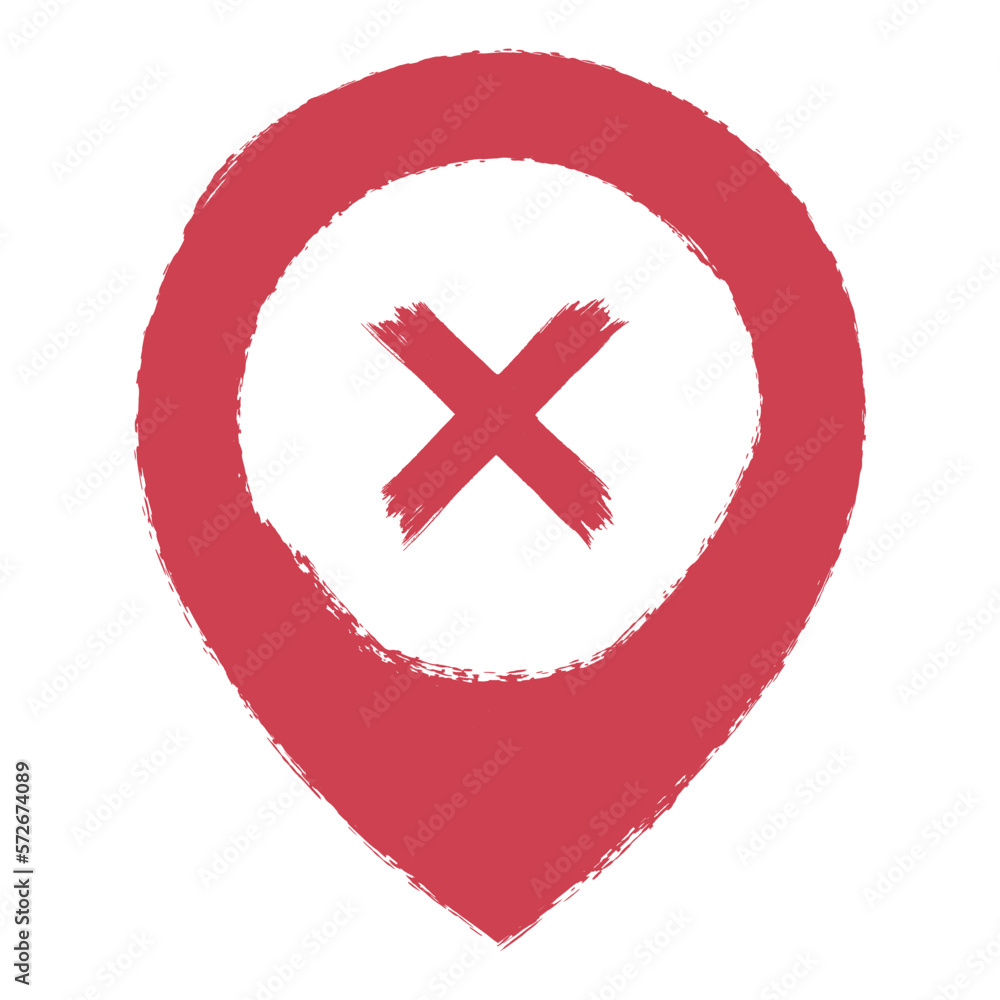 Obraz premium Hand Drawn Location Pin With Cross
