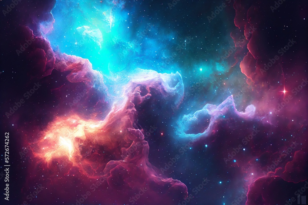 Abstract Outer Space Endless Nebula Galaxy Background. Generative AI
