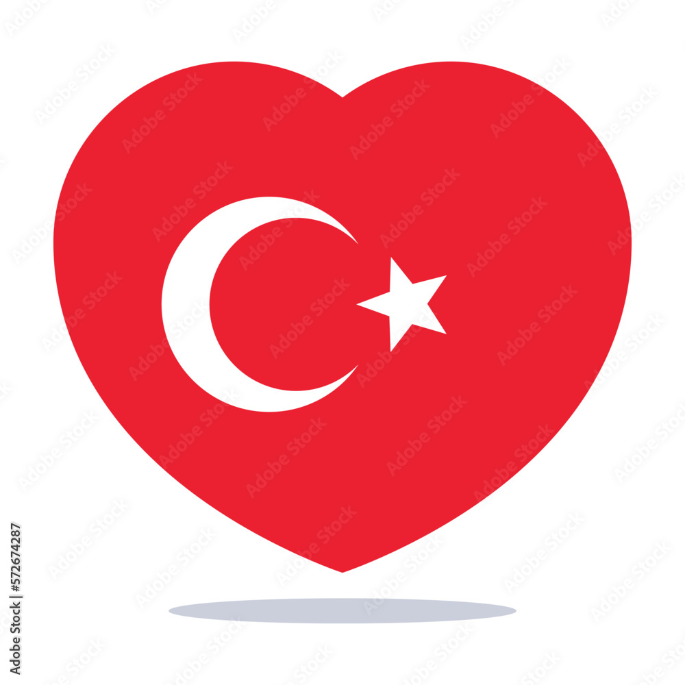Obraz premium Heart Shape Turkey Flag