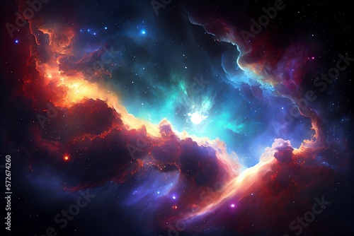 Abstract Outer Space Endless Nebula Galaxy Background. Generative AI © Pixel Matrix