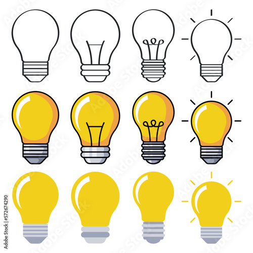 Light Bulb In Multiple Styles Set